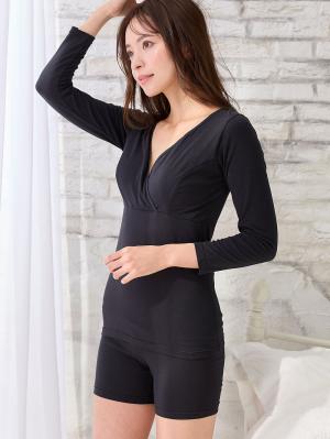 妊婦帯・腹帯・産前ガードル|吸湿発熱　綿混防寒腹巻パンツ【出産後も長く使える】|ブラック