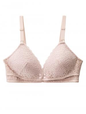 授乳ブラ・マタニティブラ(マタニティインナー・産後用品)|犬印本舗×くみっきー フロントオープンレース  マタニティ・授乳ブラ|モーヴピンク