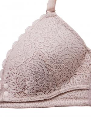 授乳ブラ・マタニティブラ(マタニティインナー・産後用品)|犬印本舗×くみっきー フロントオープンレース  マタニティ・授乳ブラ|モーヴピンク