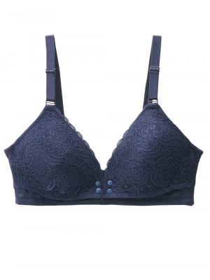 授乳ブラ・マタニティブラ(マタニティインナー・産後用品)|犬印本舗×くみっきー フロントオープンレース  マタニティ・授乳ブラ|ネイビー