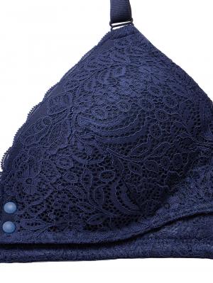 授乳ブラ・マタニティブラ(マタニティインナー・産後用品)|犬印本舗×くみっきー フロントオープンレース  マタニティ・授乳ブラ|ネイビー