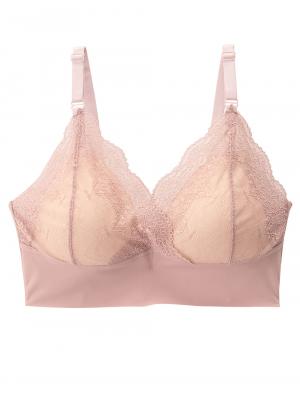 授乳ブラ・マタニティブラ(マタニティインナー・産後用品)|犬印本舗×くみっきー 産前産後エアリー マタニティ・授乳ブラ|モーヴピンク