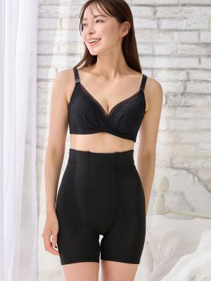 妊婦帯・腹帯・産前ガードル|犬印本舗　丈が選べる裏起毛オーバーパンツ（1分丈・３分丈・５分丈）【出産後も長く使える】|ブラック（1分丈）