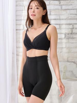 妊婦帯・腹帯・産前ガードル|犬印本舗　丈が選べる裏起毛オーバーパンツ（1分丈・３分丈・５分丈）【出産後も長く使える】|ブラック（1分丈）