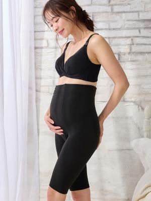 妊婦帯・腹帯・産前ガードル|犬印本舗　丈が選べる裏起毛オーバーパンツ（1分丈・３分丈・５分丈）【出産後も長く使える】|ブラック（5分丈）