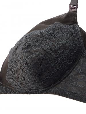 授乳ブラ・マタニティブラ（マタニティインナー・産後用品）|Rosemadame（ローズマダム）レースストラップオープン授乳ブラ|チャコール