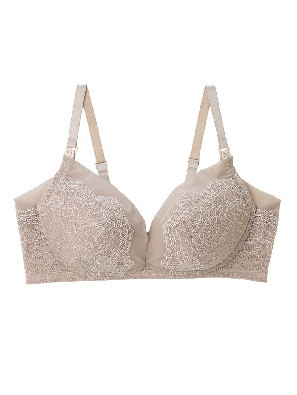 授乳ブラ・マタニティブラ（マタニティインナー・産後用品）|Rosemadame（ローズマダム）レースストラップオープン授乳ブラ|オフベージュ