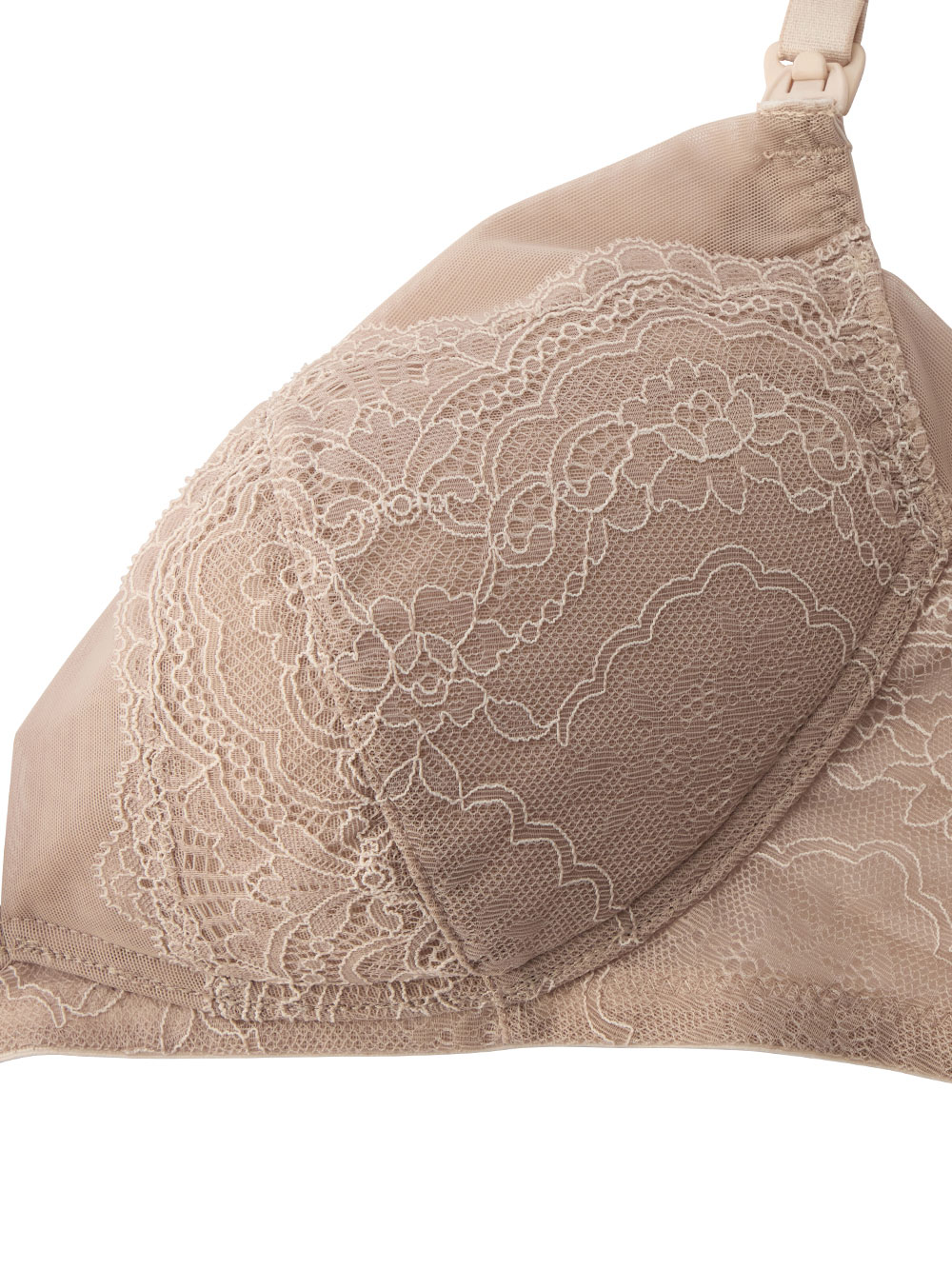 授乳ブラ・マタニティブラ（マタニティインナー・産後用品）|Rosemadame（ローズマダム）レースストラップオープン授乳ブラ|オフベージュ