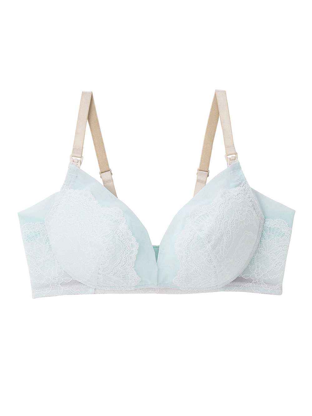 授乳ブラ・マタニティブラ（マタニティインナー・産後用品）|Rosemadame（ローズマダム）レースストラップオープン授乳ブラ|サックス