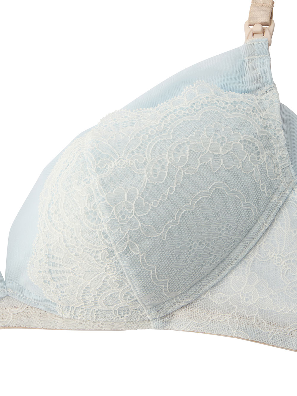 授乳ブラ・マタニティブラ（マタニティインナー・産後用品）|Rosemadame（ローズマダム）レースストラップオープン授乳ブラ|サックス