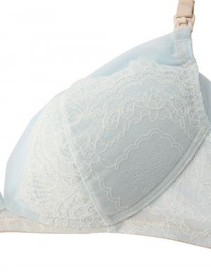 授乳ブラ・マタニティブラ（マタニティインナー・産後用品）|Rosemadame（ローズマダム）レースストラップオープン授乳ブラ|サックス