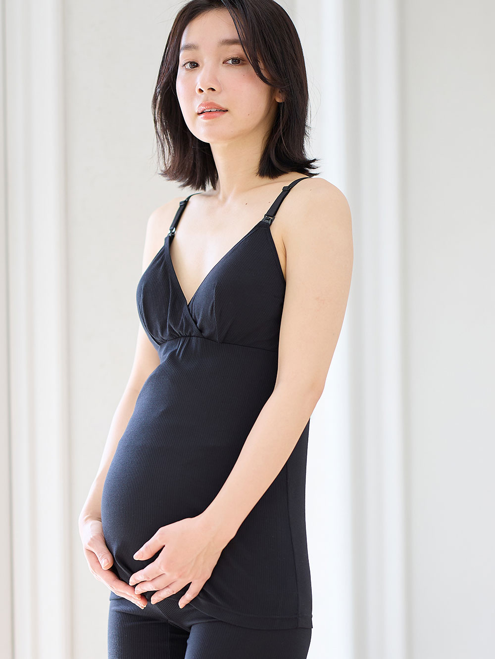 マタニティ 授乳 キャミソール|犬印本舗　接触冷感ブラトップ【出産後も長く使える】|ブラック
