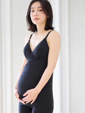 マタニティ 授乳 キャミソール|犬印本舗　接触冷感ブラトップ【出産後も長く使える】|ブラック