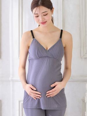 マタニティ 授乳 キャミソール|犬印本舗　接触冷感ブラトップ【出産後も長く使える】|ブルーグレー