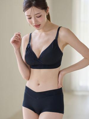 マタニティ ショーツ|お腹らくちん産前産後クロスショーツ【出産後も長く使える】|ブラック