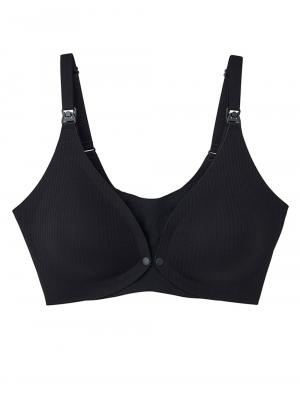 授乳ブラ・マタニティブラ（マタニティインナー・産後用品）|ストレスフリー　前開きシームレスカップ授乳ブラ　脇高　垂れ防止 ｜ マタニティ・授乳ブラ脇高|ブラック
