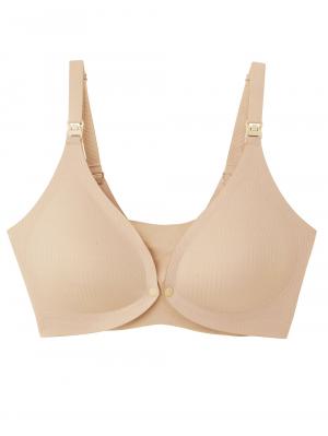 授乳ブラ・マタニティブラ（マタニティインナー・産後用品）|ストレスフリー　前開きシームレスカップ授乳ブラ　脇高　垂れ防止 ｜ マタニティ・授乳ブラ脇高|ベージュ