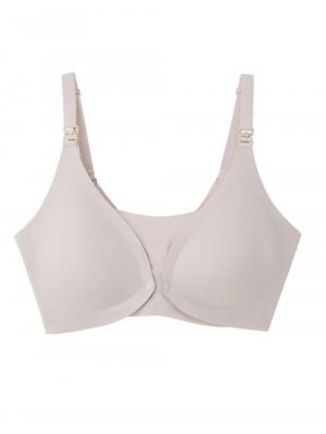 授乳ブラ・マタニティブラ（マタニティインナー・産後用品）|ストレスフリー　前開きシームレスカップ授乳ブラ　脇高　垂れ防止 ｜ マタニティ・授乳ブラ脇高|グレージュ