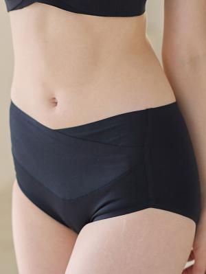 マタニティ ショーツ|ストレスフリー産前産後クロスショーツ【出産後も長く使える】|ブラック