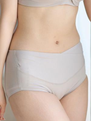 マタニティ ショーツ|ストレスフリー産前産後クロスショーツ【出産後も長く使える】|グレージュ