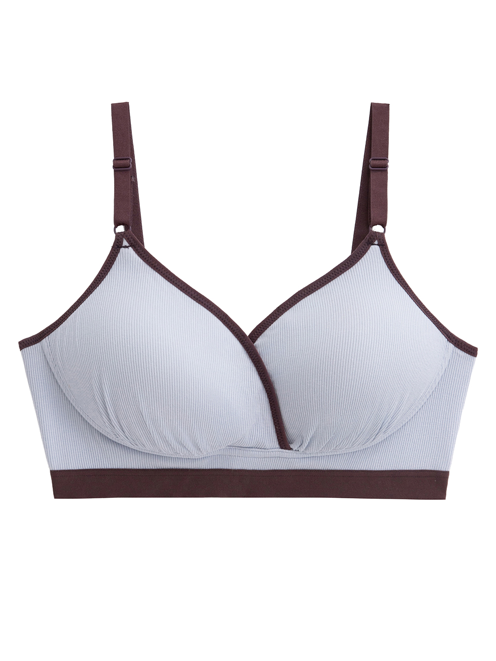 授乳ブラ・マタニティブラ（マタニティインナー・産後用品）|Rosemadame（ローズマダム）抗菌防臭加工バイカラー授乳ブラ|サックス