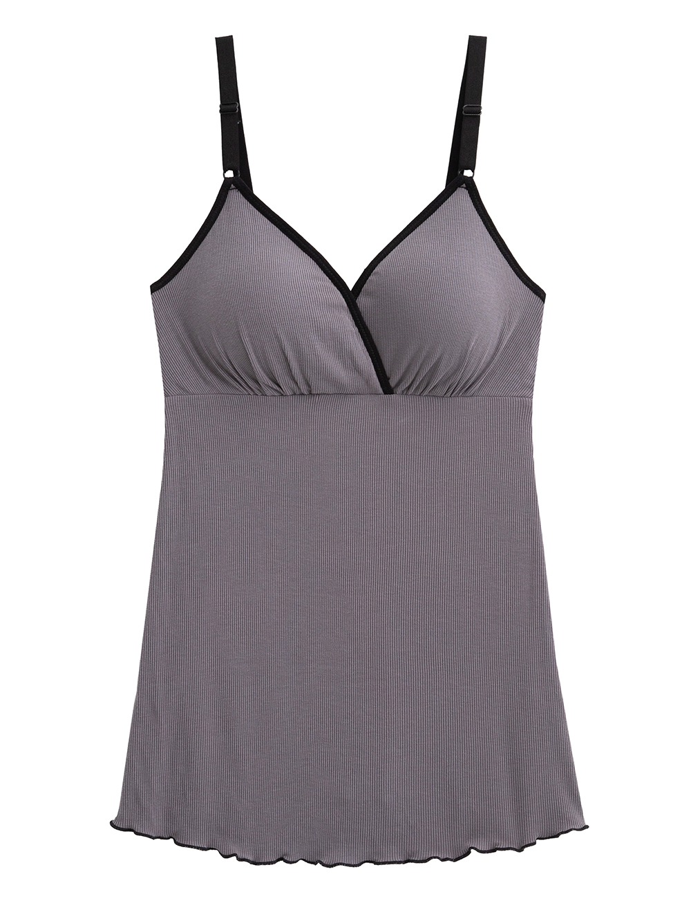 マタニティ 授乳 キャミソール|Rosemadame（ローズマダム）抗菌防臭加工バイカラー授乳キャミソール|チャコール