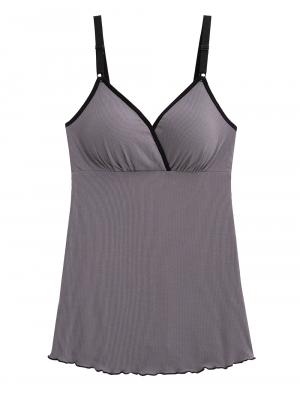 マタニティ 授乳 キャミソール|Rosemadame（ローズマダム）抗菌防臭加工バイカラー授乳キャミソール|チャコール