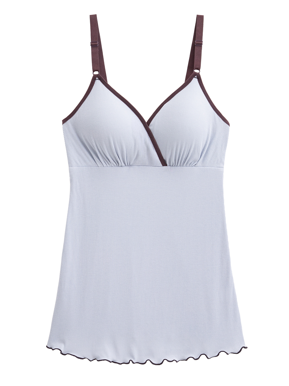 マタニティ 授乳 キャミソール|Rosemadame（ローズマダム）抗菌防臭加工バイカラー授乳キャミソール|サックス