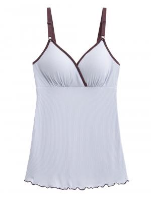 マタニティ 授乳 キャミソール|Rosemadame（ローズマダム）抗菌防臭加工バイカラー授乳キャミソール|サックス