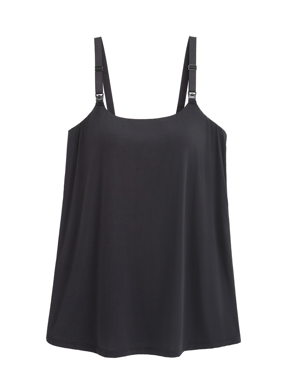 マタニティ 授乳 キャミソール|助産院監修　ママとつくったふんわり授乳ブラキャミ　〈接触冷感・吸汗速乾　アンダーらくらくタイプ〉|ブラック(Uネック)