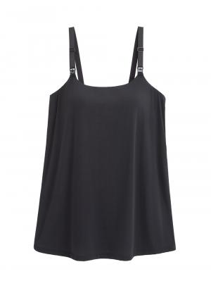 マタニティ 授乳 キャミソール|助産院監修　ママとつくったふんわり授乳ブラキャミ　〈接触冷感・吸汗速乾　アンダーらくらくタイプ〉|ブラック(Uネック)