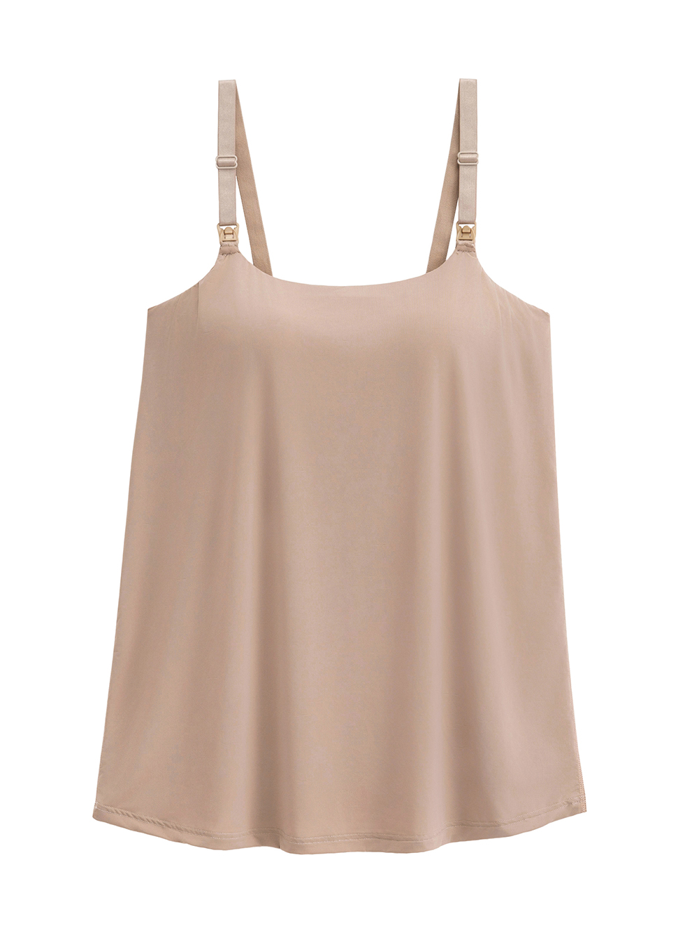 マタニティ 授乳 キャミソール|助産院監修　ママとつくったふんわり授乳ブラキャミ　〈接触冷感・吸汗速乾　アンダーらくらくタイプ〉|モカベージュ(Uネック)