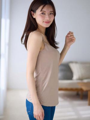 マタニティ 授乳 キャミソール|助産院監修　ママとつくったふんわり授乳ブラキャミ　〈接触冷感・吸汗速乾　アンダーらくらくタイプ〉|モカベージュ(Uネック)