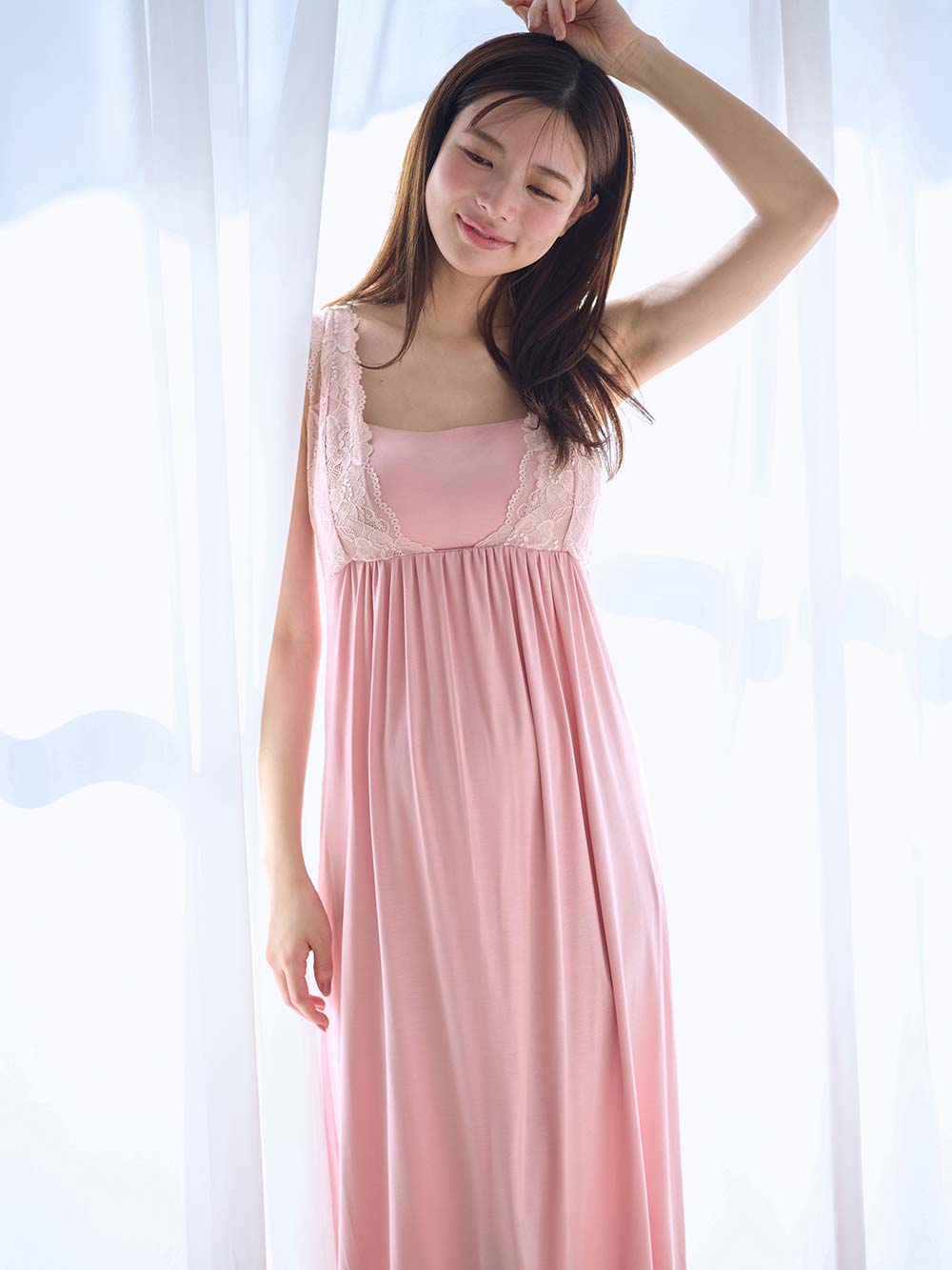 マタニティ 授乳 キャミソール|ナイトブラ機能付　ルームウェアにもなる授乳キャミソール|ピンク