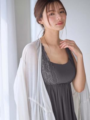 マタニティ 授乳 キャミソール|ナイトブラ機能付　ルームウェアにもなる授乳キャミソール|チャコール