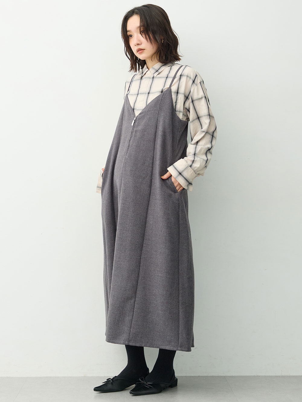 マタニティレッグウェア|Rosemadame（ローズマダム）リブタイツ【出産後も長く使える】|ブラック