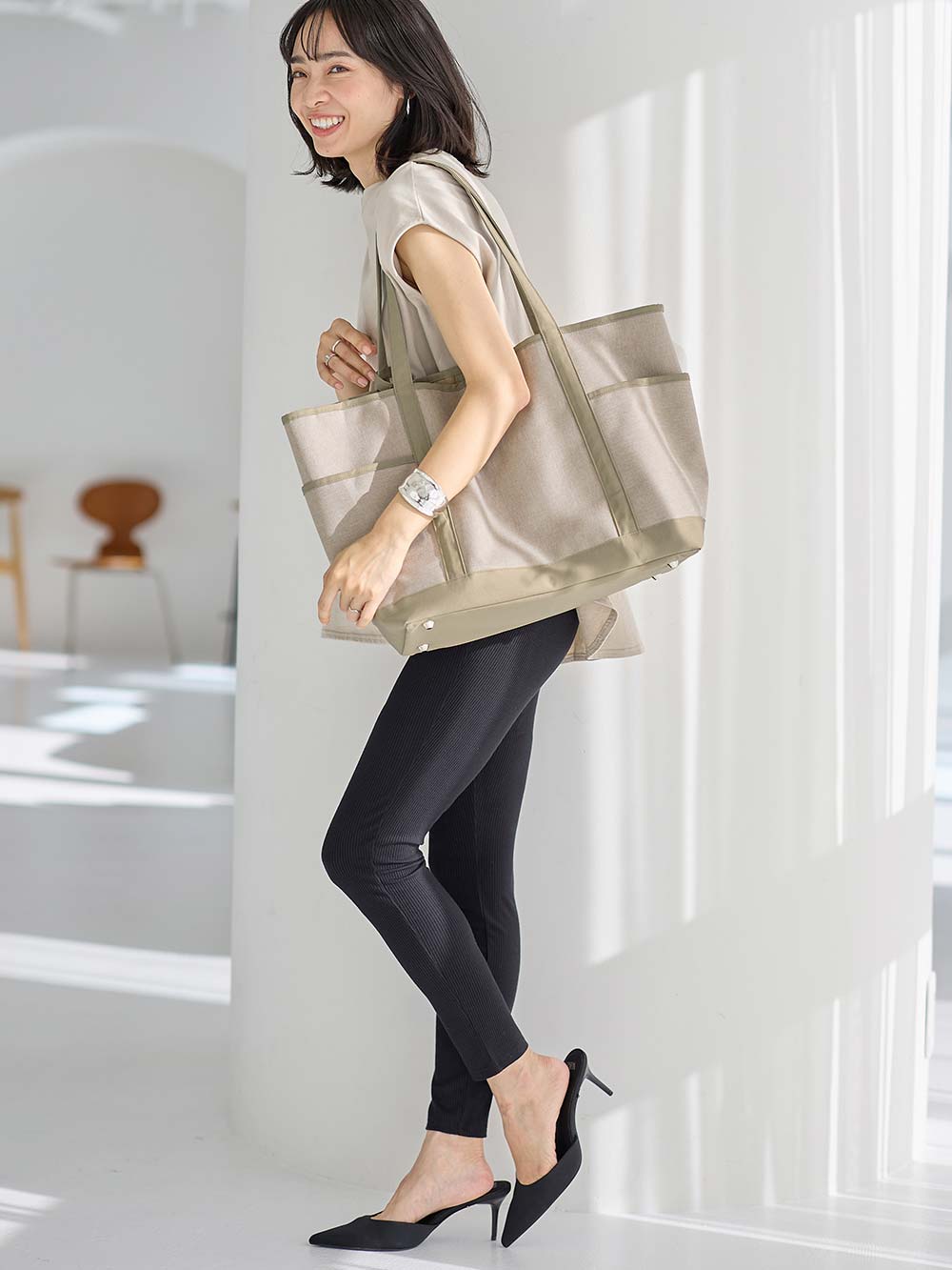 マザーズバッグ・ママバッグ|【マザーズバッグ】ママバッグ　軽量・撥水 3way　ペアレンツトートバッグ|ベージュ