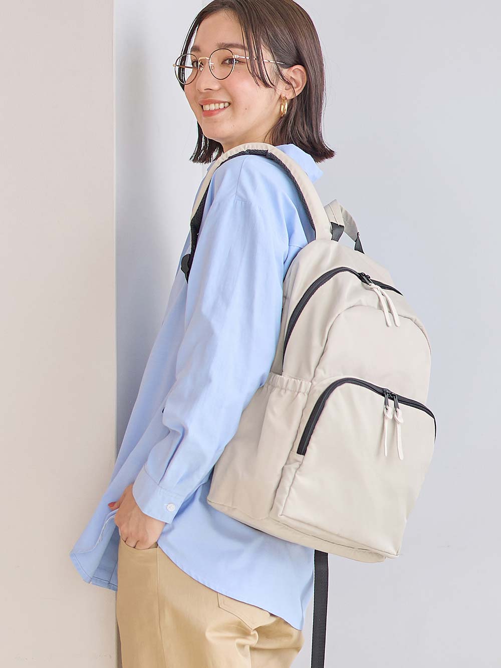 マザーズバッグ・ママバッグ|インフルエンサーコラボ　16ポケット軽量多機能マザーズリュック Healthknit Product|ベージュ