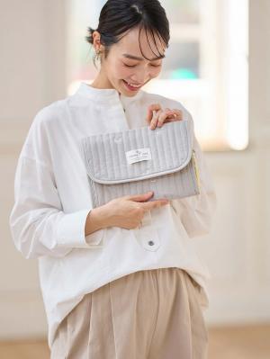 母子手帳ケース|【MAMMY LUNA】イブル　ヌビキルト　マルチケース　母子手帳ケース|グレー