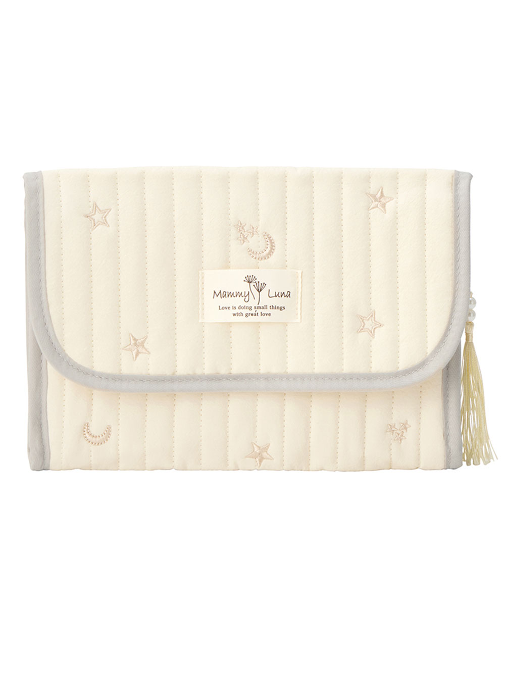 母子手帳ケース|【MAMMY LUNA】イブル　ヌビキルト　マルチケース　母子手帳ケース|オフホワイト（星月）