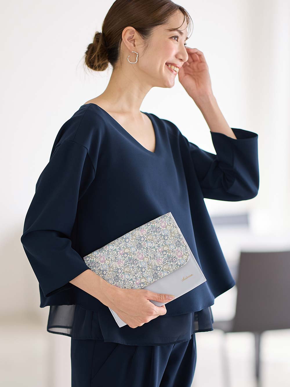 母子手帳ケース|犬印本舗　リバティ母子手帳ケース|ブルーグレー