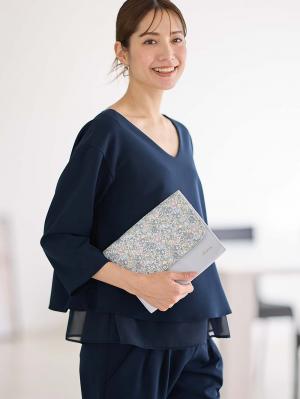 母子手帳ケース|犬印本舗　リバティ母子手帳ケース|ブルーグレー