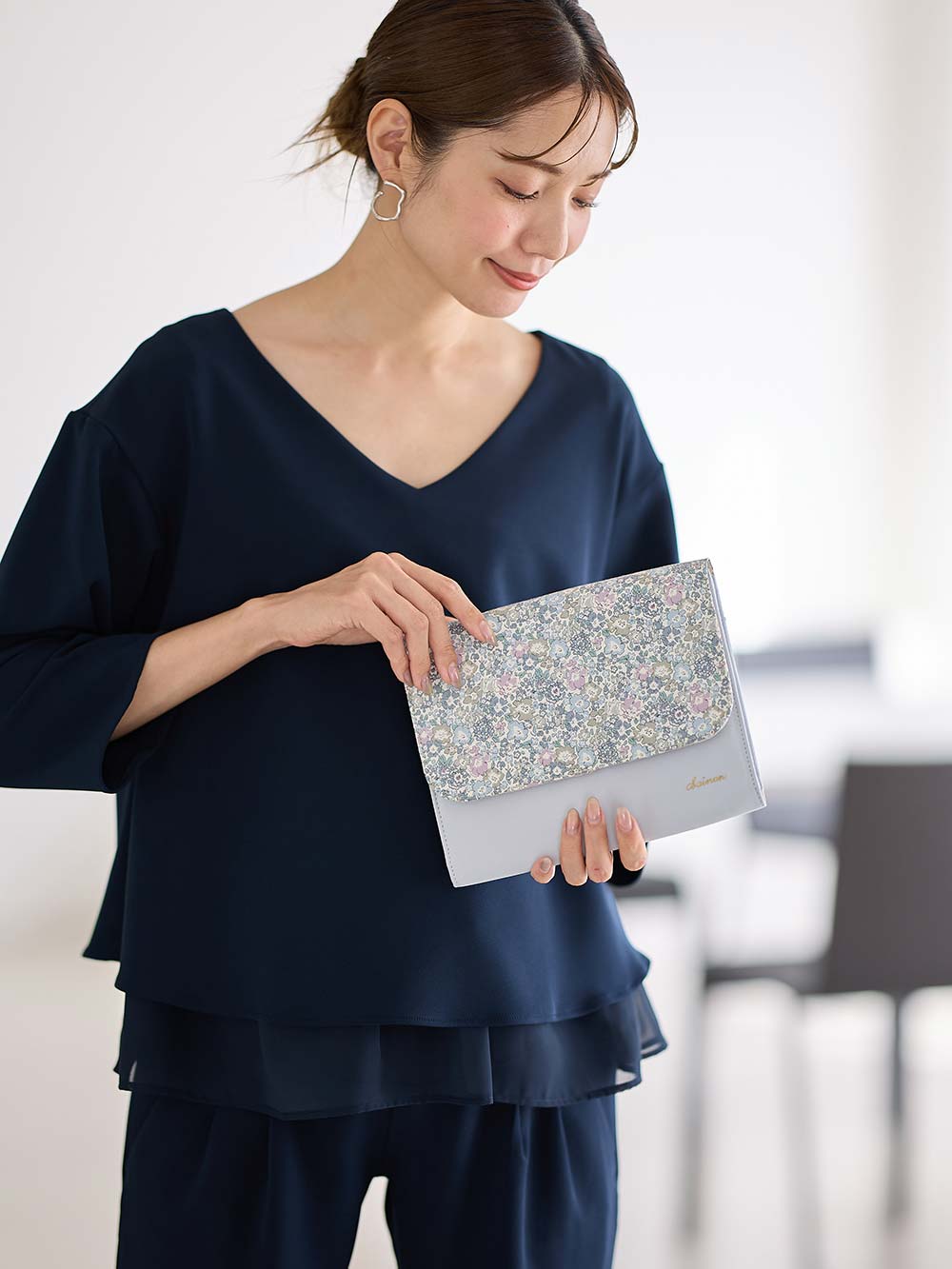 母子手帳ケース|犬印本舗　リバティ母子手帳ケース|ブルーグレー