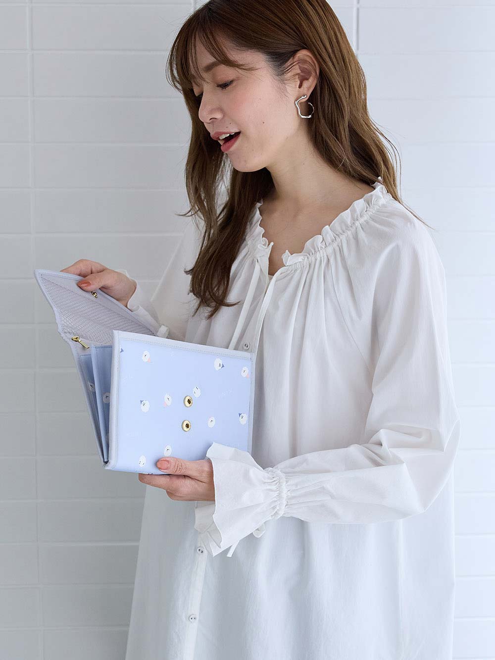 母子手帳ケース|Rosemadame(ローズマダム)母子手帳ケース|ブルー(ピジョンフリーゼ柄)