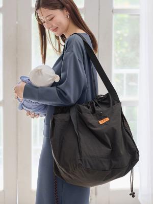 マザーズバッグ・ママバッグ|UNIVERSAL OVERALLユニバーサルオーバーオール　巾着 トートバッグ 　マザーズ　撥水 大容量 L|ブラック