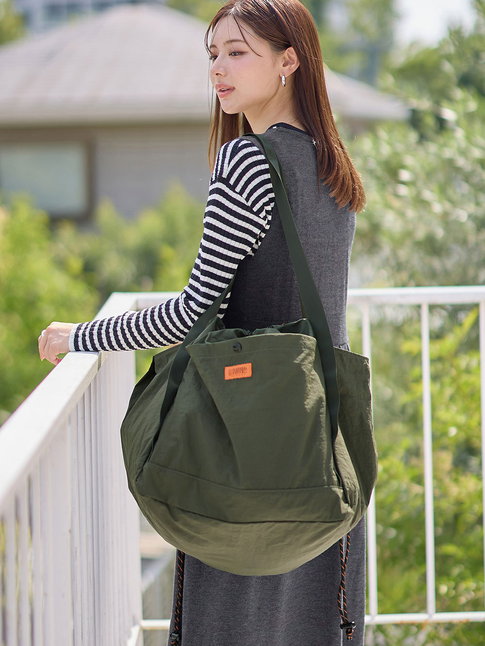 マザーズバッグ・ママバッグ|UNIVERSAL OVERALLユニバーサルオーバーオール　巾着 トートバッグ 　マザーズ　撥水 大容量 L|ダークオリーブ