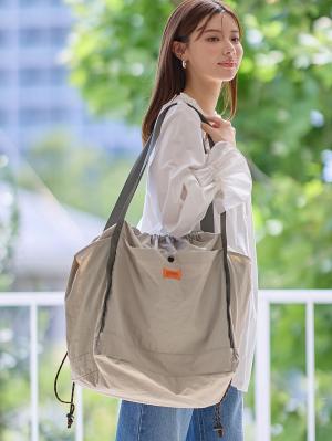 マザーズバッグ・ママバッグ|UNIVERSAL OVERALLユニバーサルオーバーオール　巾着 トートバッグ 　マザーズ　撥水 大容量 L|グレーベージュ