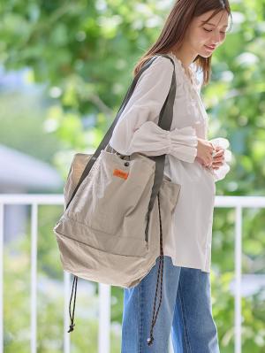 マザーズバッグ・ママバッグ|UNIVERSAL OVERALLユニバーサルオーバーオール　巾着 トートバッグ 　マザーズ　撥水 大容量 L|グレーベージュ