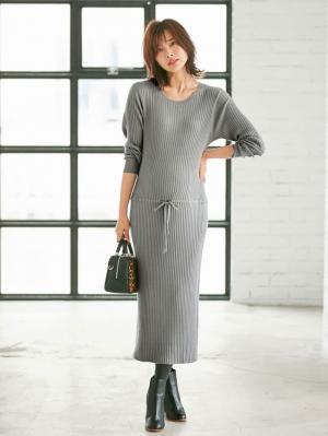 アウトレット|リブニットワンピース