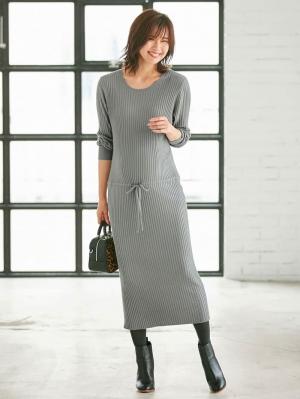 アウトレット|リブニットワンピース